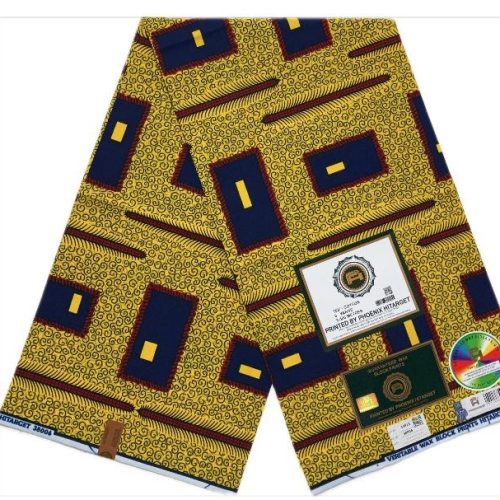 HITARGET Pagne Africain - Tissu 100% Coton Jaune, Bleu nuit