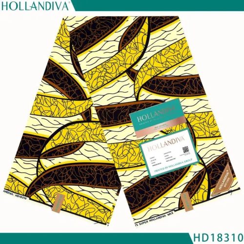 Hollandiva Pagne Africain - Tissu 100% Coton Jaune Noir