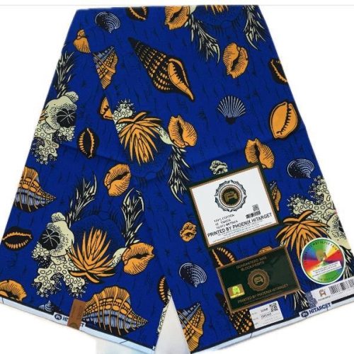 HITARGET Pagne Africain – Tissu  100% Coton – Bleu Orange