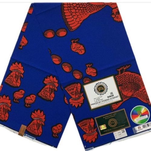 HITARGET Pagne Africain - Tissu 100% Coton - Orange, bleu