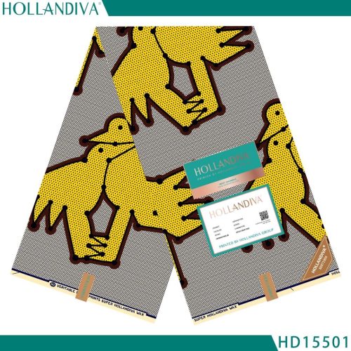 Hollandiva Pagne Africain - Tissu 100% Coton Bleu Gris Motifs Rose