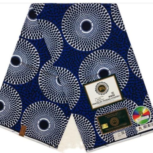 HITARGET Pagne Africain - Tissu 100% Coton Bleu Gris Motifs Gris