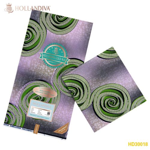 Hollandiva Gold Pagne Africain - Tissu 100% Coton - Violet / VERT