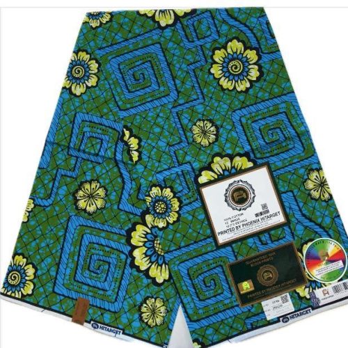 HITARGET Pagne Africain - Tissu 100% Coton Vert Turquoise