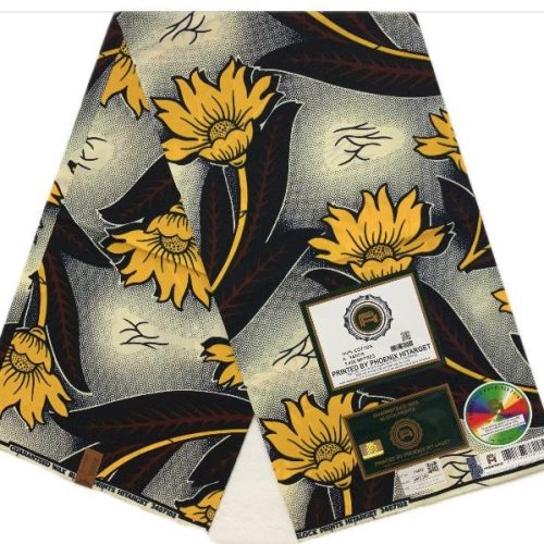 HITARGET Pagne Africain - Tissu 100% Coton -  Jaune Gris