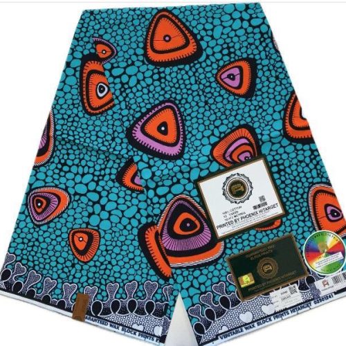 HITARGET Pagne Africain - Tissu 100% Coton - Bleu Orange