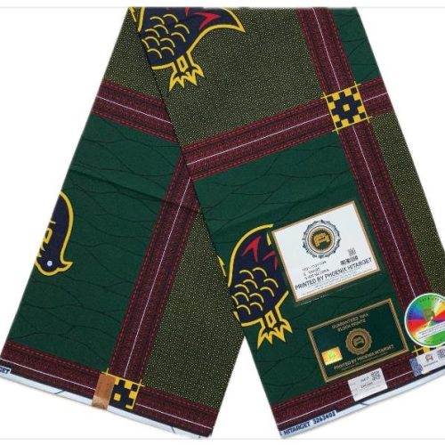 HITARGET Pagne Africain - Tissu 100% Coton - Vert Rouge
