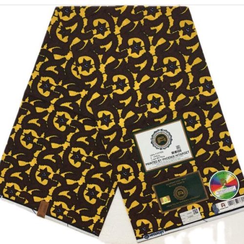 HITARGET Pagne Africain - Tissu 100% Coton Jaune marron