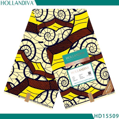 Hollandiva Pagne Africain - Tissu 100% Coton - Jaune, Rouge et noir