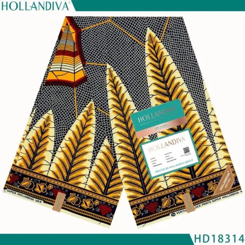 Hollandiva Pagne Africain - Tissu 100% Coton Gris Jaune
