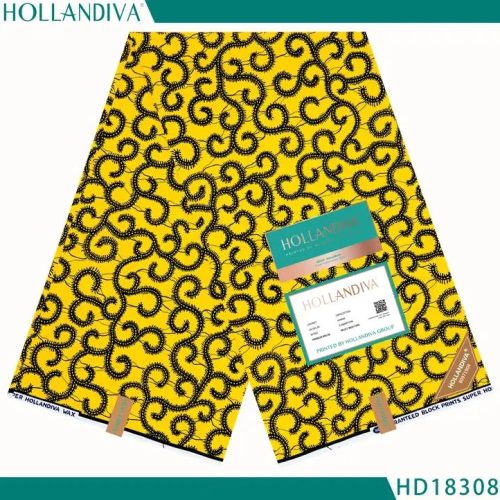 Hollandiva Pagne Africain - Tissu 100% Coton Jaune