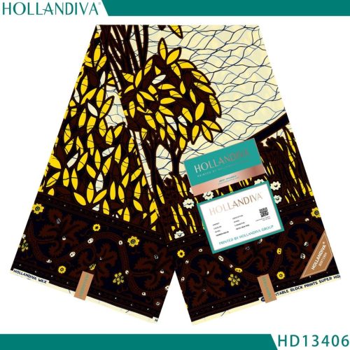 Hollandiva Pagne Africain - Tissu 100% Coton Jaune noire rouge