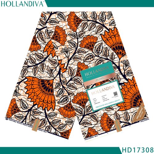 Hollandiva Pagne Africain - Tissu 100% Coton Motif Orange
