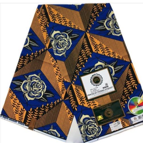 HITARGET Pagne Africain - Tissu 100% Coton Bleu Orange