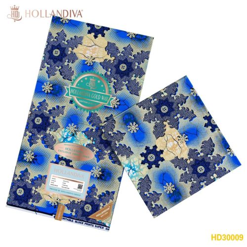 Hollandiva Gold Pagne Africain - 100% Coton - Bleu