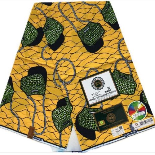 HITARGET Pagne Africain - Tissu 100% Coton Jaune Vert