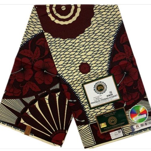 HITARGET Pagne Africain - Tissu 100% Coton Rouge Gris
