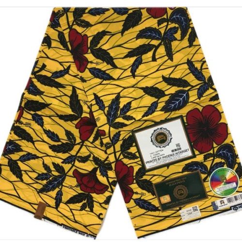 HITARGET Pagne Africain - Tissu 100% Coton Jaune Noir Rouge