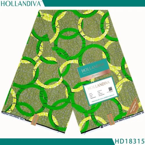 Hollandiva Pagne Africain - Tissu 100% Coton - Vert, Jaune